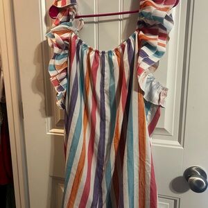Colorful Striped Ruffle romper